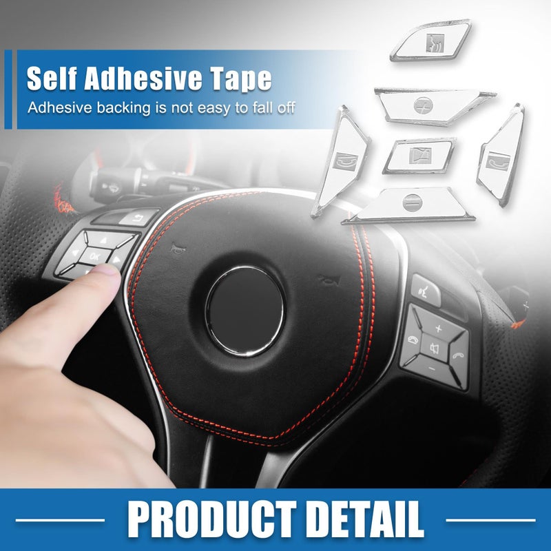 A ABSOPRO Car Steering Wheel Button Stickers Cover Interior Switch Button Decoration Trim for Benz a Class 13-15 Chrome Silver Tone (Set of 12) - Image 3